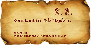 Konstantin Mátyás névjegykártya